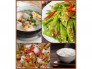 Combo : Ba chỉ trộn dưa mắm, Cơm trắng, canh khoai môn, đậu bắp xào