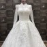 Áo cưới cao cấp kin đáo tùng vi tính, dài tay - K902