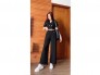 Set đen áo croptop cổ vest quần culottes