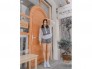 Set nữ áo sọc trắng đen tay dài mix quần
