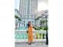 Đầm váy nữ maxi vàng 2 dây cột vai