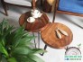 Bàn Sofa Đôi Gỗ Nguyên Tấm Tròn D 40cm