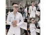 Áo sơ mi nam nữ dài tay chữ thêu Ds 2mau