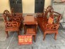 Bộ bàn ghế giả cổ kiểu móc mỏ gỗ hương đỏ lào
