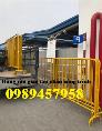 Rào chắn cây xăng 1mx2m, Hàng rào di động có bánh xe và sơn phản quang