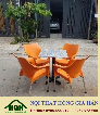 Bàn ghế cafe nhựa đúc bàn hoa cương HGH398