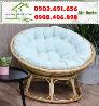 Ghế papasan khung mây nệm màu lam