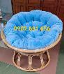 Ghế mây thư giãn papasan nệm xanh dương