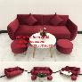 Bộ ghế sofa băng phòng khách hiện đại màu đỏ đô đậm vải nhung Nội thất Linco HCM