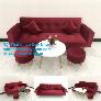 Bộ ghế sofa bed giường tay vịn màu đỏ rẻ đẹp ở tại Nội Thất Linco Quy Nhơn