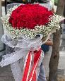 Bó hoa hồng đỏ mix baby trắng - LDNK124