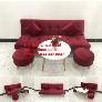 Bộ ghế sofa giường màu đỏ đô vải nhung Nội thất Linco HCM Sài Gòn SG Thủ Đức