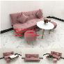 Bộ ghế sofa bed giường nhỏ gọn hồng vải nhung Nội thất Linco HCM SG