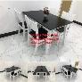 Bộ bàn ăn 1m2 cherry 4 ghế trắng đen giá rẻ Nội thất Linco HCM SG Bình Dương