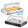 Hộp khay inox 3 ngăn có nắp đậy bằng nhựa trong suốt đựng, trưng bày thức ăn buffet,  đựng giò thịt, rau bán bánh mì, bún phở