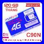 Sim 4G Mobifone gói C90N, trọn gói 1 năm không nạp tiền, free nghe gọi và 1.440Gb data