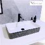 Lavabo dương bàn chữ nhật vân đen khói-bồn rửa mặt