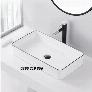 Lavabo chữ nhật trắng viền đen-chậu bàn đá