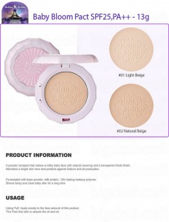 Phấn phủ dạng nén Baby Bloom Pact Holika Holika SPF25PA+++