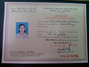 Mẫu chứng chỉ kế toán trưởng