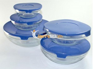 Bộ 5 bát thủy tinh có nắp đậy tiện dụng