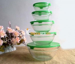 Bộ 5 bát thủy tinh có nắp đậy tiện dụng