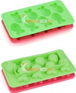 Combo 2 khay làm đá Silicone hình con vật ngộ nghĩnh