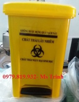 Thùng đựng rác thải y tế đạp chân 15 lít nguy hại, thùng chứa rác bệnh viện