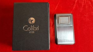 Bật lửa Colibri Astoria Brushed Chrome & Black Triple Torch Lighter NEW