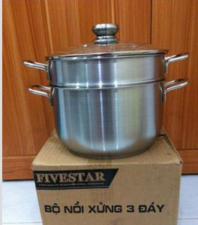 Bộ nồi xửng 3 đáy Fivestar 24cm nắp kính