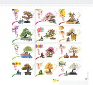 Mẫu hình Bonsai bộ lịch lò xo 13 tờ