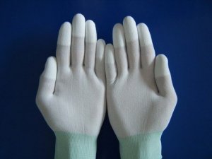 Găng tay phủ PU đầu ngón tay màu trắng