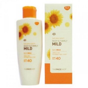 Kem chống nắng Natural Sun Body & Family Mild Sun Milk SPF PA 40 The Face Shop