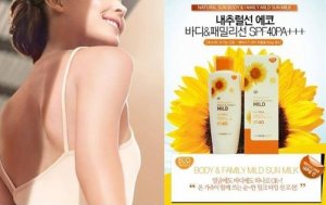 Kem chống nắng Natural Sun Body & Family Mild Sun Milk SPF PA 40 The Face Shop