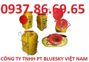 Hộp đựng kim tiêm, túi đựng rác y tế, thùng rác y tế màu vàng, thùng rác y tế màu xanh 90l