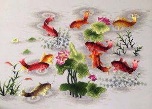 Cá chép sen tài lộc 2 (nền trắng)