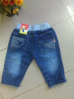 Quần jeans dài mềm túi caro
