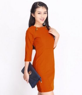 Đầm công sở phối dây kéo ZID26790
