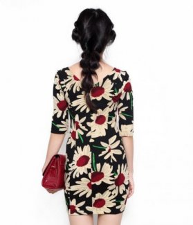 Đầm body tay lỡ in hoa ZID26185