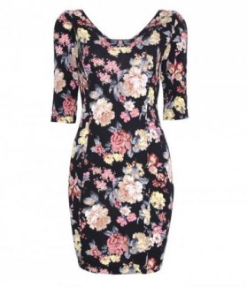 Đầm body tay lỡ in hoa ZID26185