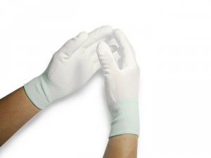 Găng tay thun phủ PU màu trắng (lòng bàn tay)