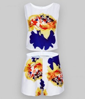 Set áo croptop và quần short in 3D ZID28408