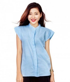 Áo sơ mi nữ linen cổ trụ ZID31204