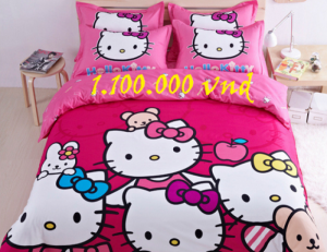 Drap trải giường Hello Kitty cho bé gái, drap hello kitty, chăn ga gối hello kitty