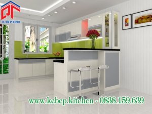 Tủ bếp acrylic màu trắng xám mới lạ, đẹp mắt PTL128