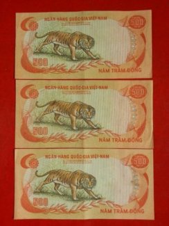 3 tờ tiền con hổ năm 1972
