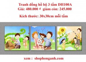 Tranh đồng hồ bộ 3 tấm DH100A