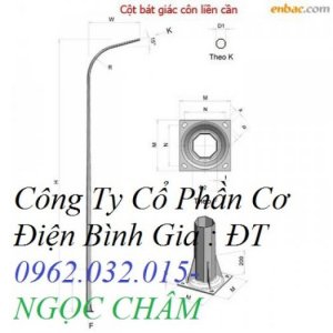 Cột đèn cao áp cao 8m 7m 9m 6m 10m Mạ kẽm.Cột thép bát giác 8M liền cần