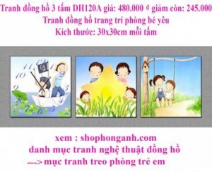 Tranh đồng hồ 3 tấm DH120A