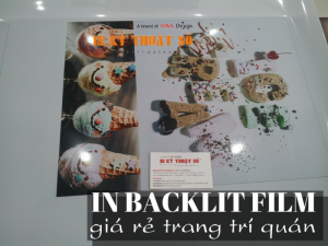 In backlit film trang trí quán kem, quán bánh,... kết hợp với đèn chiếu trở thành một điểm thu hút khách hàng